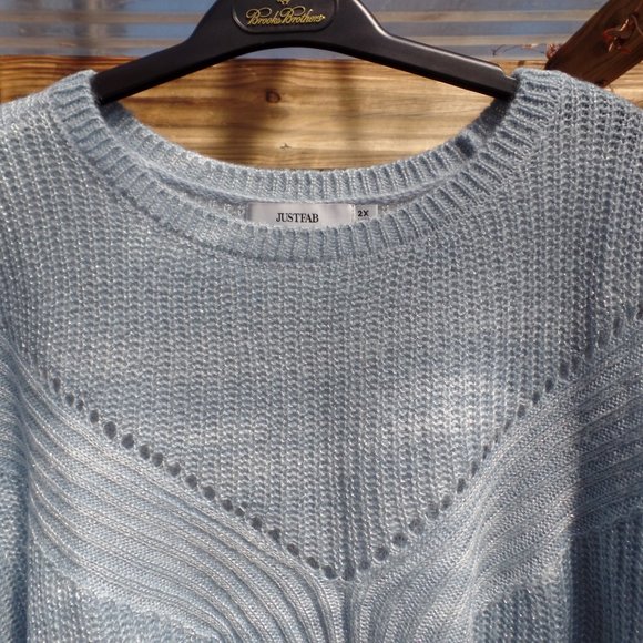 Just Fab light blue lurex sweater – wide sleeve with cuff - Picture 2 of 4